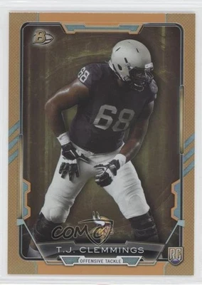 2015 Bowman Rookies Orange Rainbow Foil /299 TJ Clemmings #77 RC - Image 1 of 2