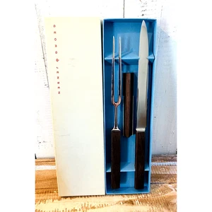 New Vintage Georg Jensen 3 Piece Carving Set in Original Box Rare - Picture 1 of 9