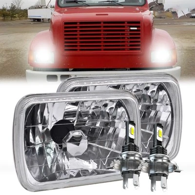 For International 4700 9200 9400i Pair 5X7" Inch LED Headlights Sealed Hi-Lo DRL - Image 1 of 4