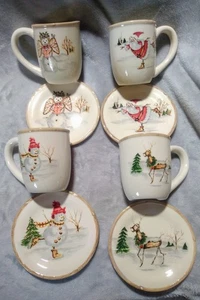 AMERICAN ATELIER CHRISTMAS TWIG Dessert PLATES & MUGS SET OF 4 Each NEW UNUSED ! - Picture 1 of 11