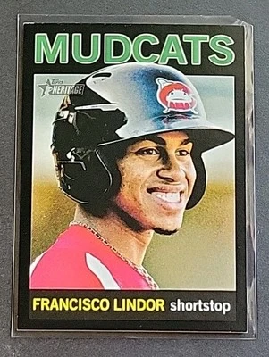 Francisco Lindor 2013 Topps Heritage Black #85 Minor League Mudcats #45/96 SP - Image 1 of 4