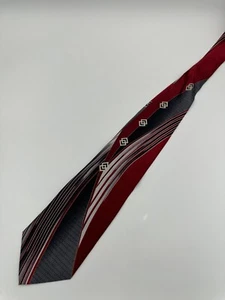 Vintage Designer Krawatten Herren Seidenkrawatte Pierre Cardin 70er Jahre abstrakte Streifen rot - Bild 1 von 3
