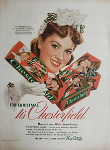 Maureen O'Hara Chesterfield Vintage 1941 Print Ad Ephemera Wall Art Decor  - Picture 1 of 1