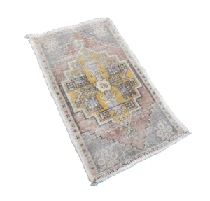 Anatolian Turkish carpet , handwoven vintage rug , muted rug 21x36 inches - Picture 1 of 9