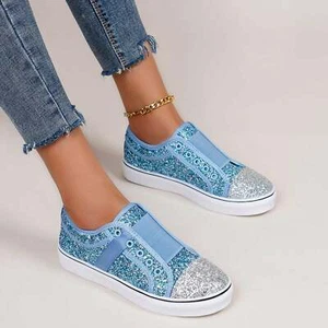 Tenis para mujer sin cordones azul brillante brillante - Imagen 1 de 16