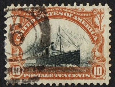 US Sc# 299 USADA {VIÑETA "BARCO HUNDIDO" DESPLAZADA HACIA ABAJO} 10c PANAMERICANA 1901 Foto 1 de 2