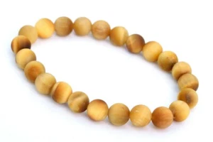 8MM Matte Golden Tiger Eye Bracelet Grade AA Natural Round Gemstone Beads 7" - Picture 1 of 4