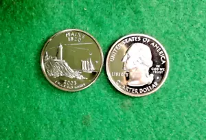 2003 - S Proof Clad MAINE Statehood Washington Quarter Cameo Free Shipping - Picture 1 of 1