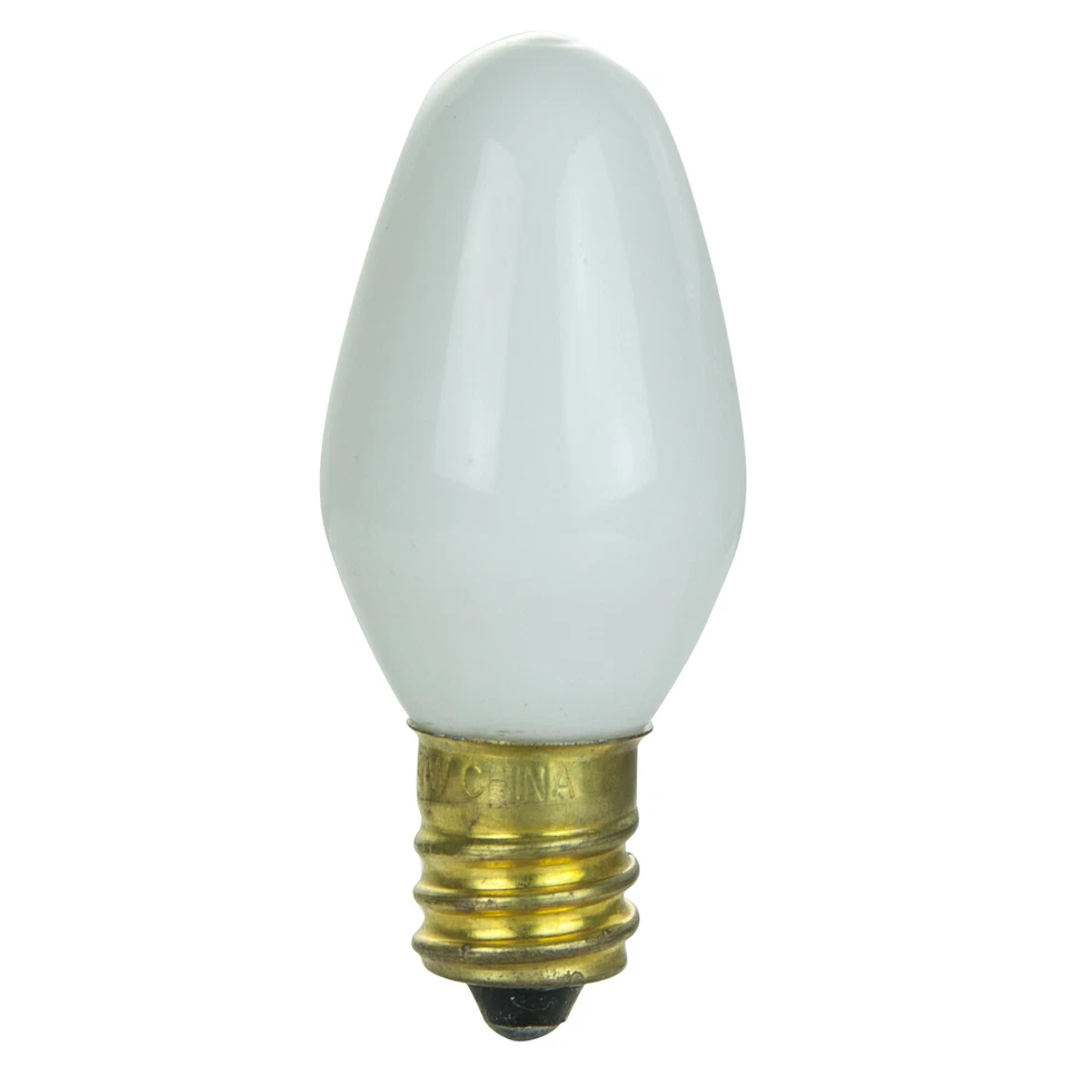 12Pack 7W C7 Light Bulb, White Glow, Dimmable Small Night Light, E12, 120V - Image 1 of 1