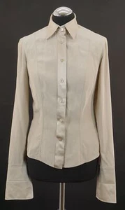 Escada Damen Bluse 34 beige uni Kentkragen Langarm Knopf leicht 100% Seide D304 - Picture 1 of 5