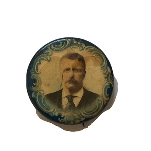 Pin trasero de peluche con botón de campaña azul 1904 del presidente Theodore Roosevelt 1,25" azul - Imagen 1 de 4