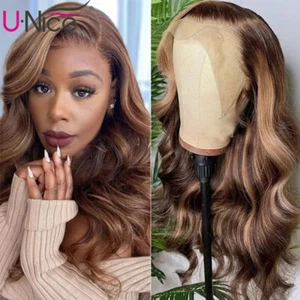 UNice Malaysian Ombre Blonde Body Wave Lace Front Human Hair Wig 150% Density US - Picture 1 of 11