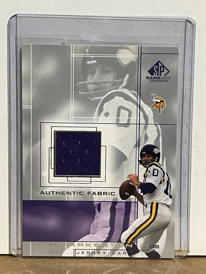 Fran Tarkenton 2001 Upper Deck SP Game Used Authentic Fabric Mesh Purple Jersey - Image 1 of 1