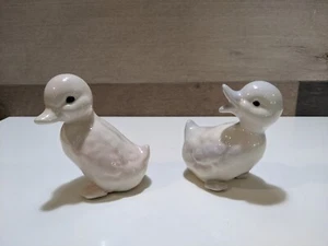RARE VINTAGE DUO of Blue & Pink Goslings - Glazed Ceramic - Picture 1 of 11