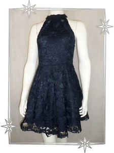= - Superbe Robe Patineuse Sexy Marine Dentelle Voile Boohoo Taille 38 - Imagen 1 de 10
