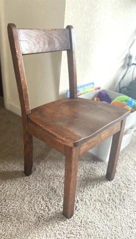 Vintage Child’s Solid Oak Antique Children’s Kindergarten Chair (26”) Cover
