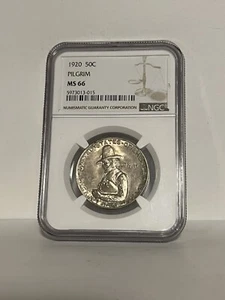 1920 US 50C Pilgrim NGC MS66, Silver Commemorative Half Dollar Coin - Picture 1 of 2