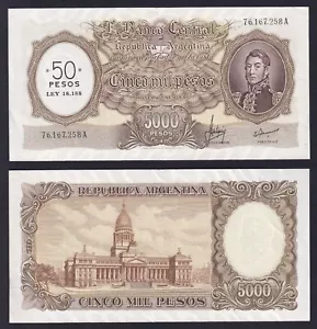 Argentina Banknote 50 Pesos On 5000 Pesos (1969-1971) P.-285 SUP/AU - Picture 1 of 1
