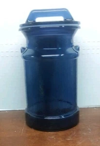 Tarro de boticario vintage LE Smith azul cobalto tapa de vidrio bote lata de leche 10,5" - Imagen 1 de 13