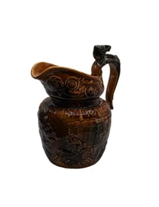 VTG Arthur Wood British Pottery Horse Head Handle Embossed Hunt Scene Pitcher 8" - Picture 1 of 16