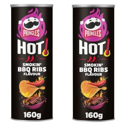 Pringles Hot Smokin BBQ Rippchen 160g Packung Mit 2 - Bild 1 von 2