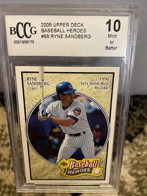 2005 Upper Deck Baseball Heroes Ryan Sandberg #68 calificado 10 como nuevo o mejor Foto 1 de 2