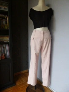 LOLA  Pantalon léger droit polyester coton rose pastel t 38 très bon état - Picture 1 of 11