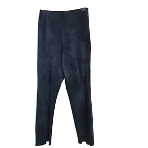 Leather Suede Pants Womens 8 (27x30") Black Western Moto Lined Zipper Flat Front - Picture 1 of 13