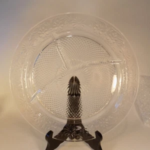 Indiana Glass Pineapple and Floral Grille Plate 1930 Depression Era Mint - Picture 1 of 6