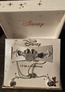 Disney Minnie Mouse Silver Slider Charm Bracelet “I’ll Be Your Minnie” NIB! - Picture 1 of 5