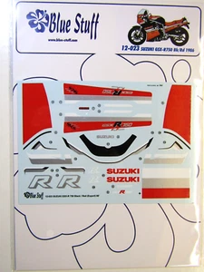 Blue Stuff Decal Sheet 1:12 Scale 1986 Suzuki GSX-R750 Black/Red suit Hasegawa - Picture 1 of 9
