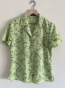 90s Elementz Womens Blouse Floral Green Collared Short Sleeve. Vintage - Picture 1 of 3