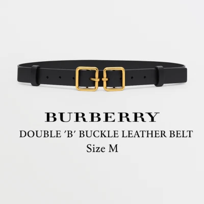 Cinturón de cuero con hebilla doble B Burberry para mujer $640 - negro, talla M, hecho en Italia Foto 1 de 4
