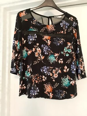 BHS Petite Black Floral Blouse 14 - Image 1 of 4