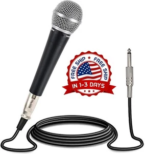 Microfono Profesional Dinamico De Mano Con Cable Para Fiestas Karaoke 1/4' NUEVO - Picture 1 of 8