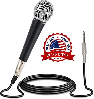 Microfono Profesional Dinamico De Mano Con Cable Para Fiestas Karaoke 1/4' NUEVO - Image 1 of 4