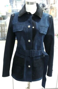 LOUIS VUITTON RUNWAY COLLECTION SUEDE COAT NAVY&BLACK WITH BELT (CA36929) Sz 38 - Picture 1 of 10