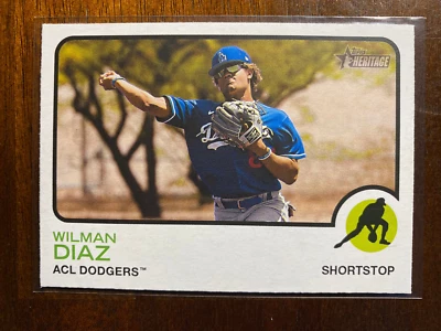 2022 Topps Heritage Minor League Wilman Diaz #219 SP Los Angeles Dodgers - Image 1 of 2