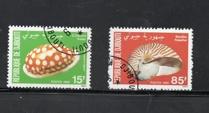 Dschibuti MiNr. 281 + 282 Meeresfauna Kegelschnecke Gemeines Perlboot - Bild 1 von 1
