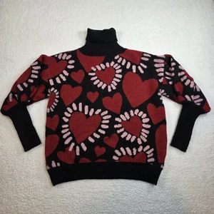 FARM RIO Damen Gr. Small Pullover Rollkragen Rippstrick Herzen Pulli - Bild 1 von 10