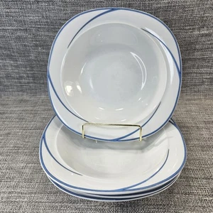 4 tazones de sopa Mikasa vieiras remolino azul #L5801 9-3/8" tazones de ensalada/pasta - Imagen 1 de 8