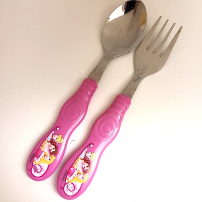 Juego de cubiertos cuchara tenedor cubiertos princesas Disney niños pequeños niñas niños Foto 1 de 4