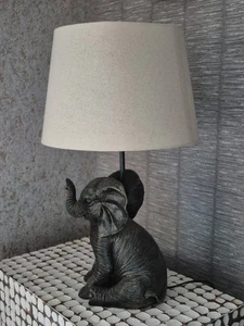 Elephant Lamp With Neutral Shade - Picture 1 of 4