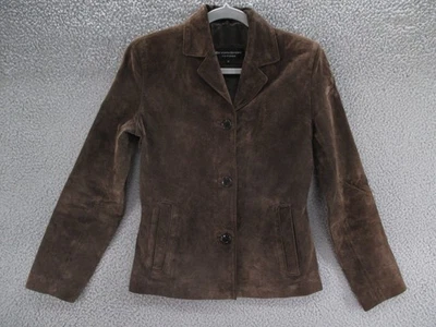 Chaqueta de gamuza deportiva Beyond vintage para mujer pequeña marrón forrada Blazer años 90 Y2K retro Foto 1 de 4