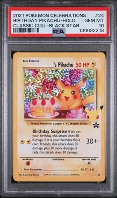 2021 POKEMON CELEBRATIONS CLASSIC COLLECTION #24 BIRTHDAY PIKACHU-HOLO PSA 10 - image 1 of 2