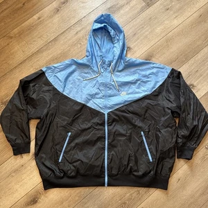 Nike Windbreaker 4XL Black & Blue Vintage Sportswear Zip Up Windrunner #C22 - Picture 1 of 10