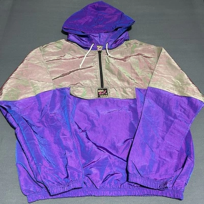 SURF STYLE Vintage Anorak Windbreaker Hoodie - One Size Purple Retro 90s NOS - Image 1 of 4