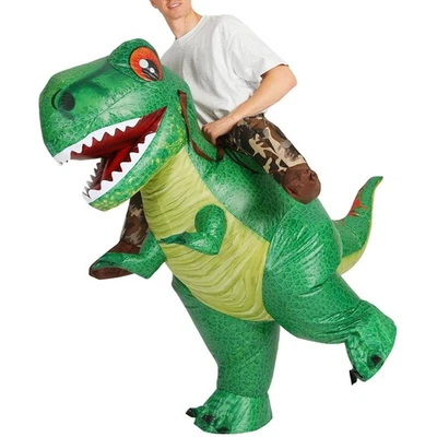 Disfraz de dinosaurio inflable adulto montar T Rex divertido vestido disfraz de Halloween... Foto 1 de 4