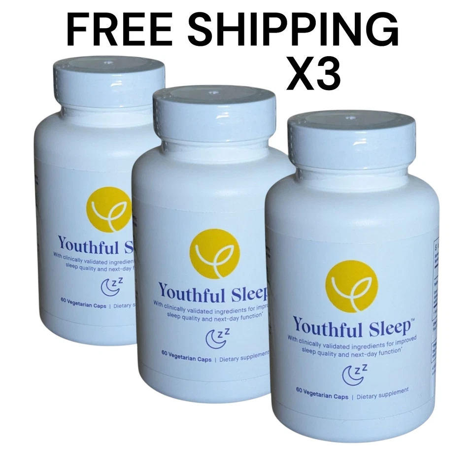 Youthful Company Sleep Aid Lot Of 3 - 60 Capsules Each Natural Help No Melatonin - Image 1 of 4