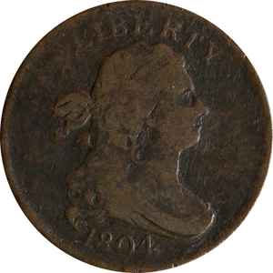 1804 Half Cent C-10 Crosslet 4 R-1 W/Stems - Picture 1 of 2